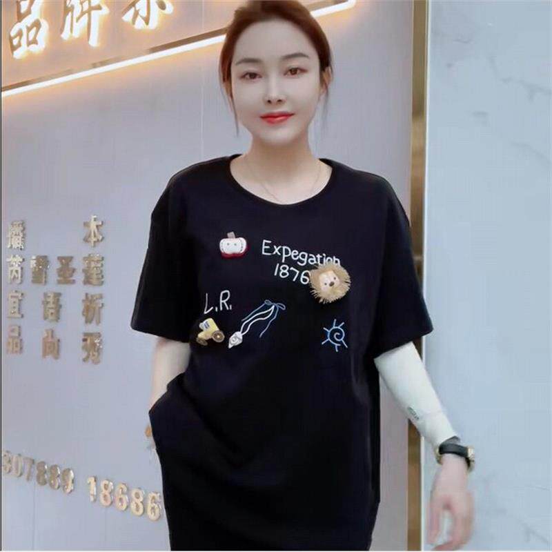 2026初夏女权贵族上衣3865圆领卡通减龄短袖T恤衫加大码女装打底