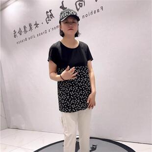 潮款 胖妹妹200斤衫 一手长拼接短袖 女装 加大码 天骄一生水26502夏季