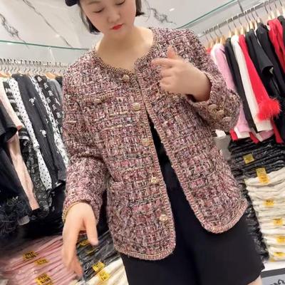 专柜9137芮娜依莲春季新款修身显瘦胖MM大码女装常规款小香风外套