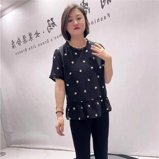 加大码 芮娜依莲打底1853夏季 新款 欧货短袖 宽松显瘦气质上衣 女装