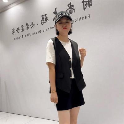 女权贵族2025秋季时尚大码西服领显瘦马夹外套大码女装马甲6098