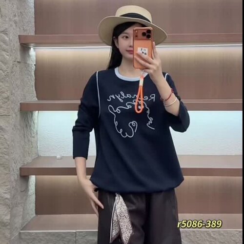 芮娜依莲2026秋冬款加肥加大时尚洋气胖m大码T恤圆领短款棉T5086
