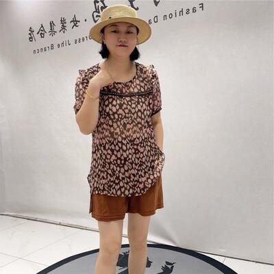 夏季大码雪纺短袖显瘦上衣