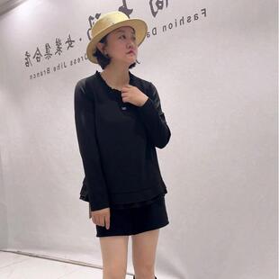 芮娜依莲7323秋季加肥加大女人味长袖衫加大码女装胖妹妹T恤