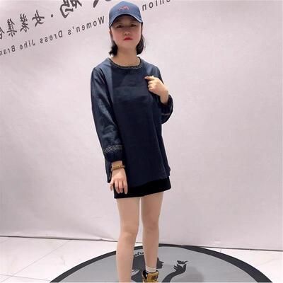 2026春季芮娜依莲棉麻衫加大码女装加肥加大气质衫200斤T恤衫5438