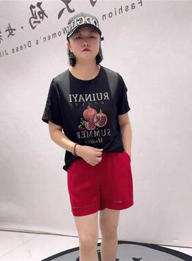 芮娜依莲打底1955夏季新款欧货短袖T恤加大码女装宽松显瘦