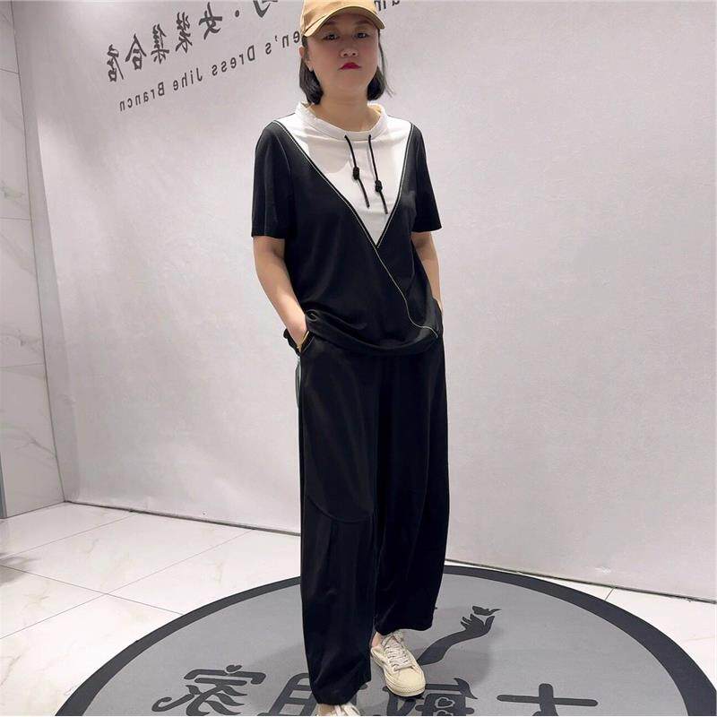 芮娜依莲2026夏装两件套蓝鲸之吻9026套装大码女装短袖上衣裤子