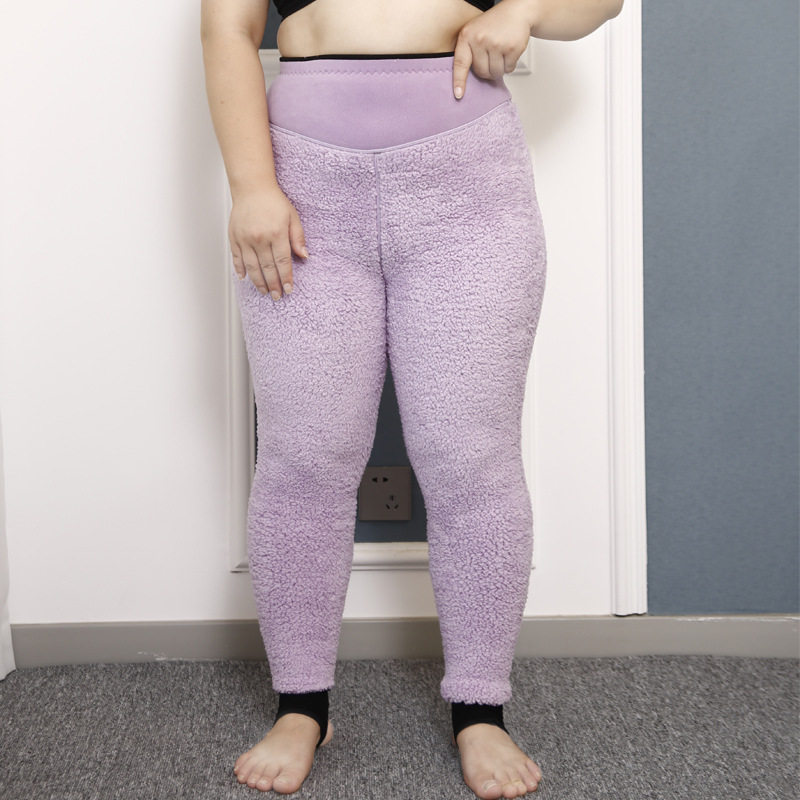 2024冬季新款保暖裤加肥加大码羊羔绒复合裤胖mm200斤打底裤6022