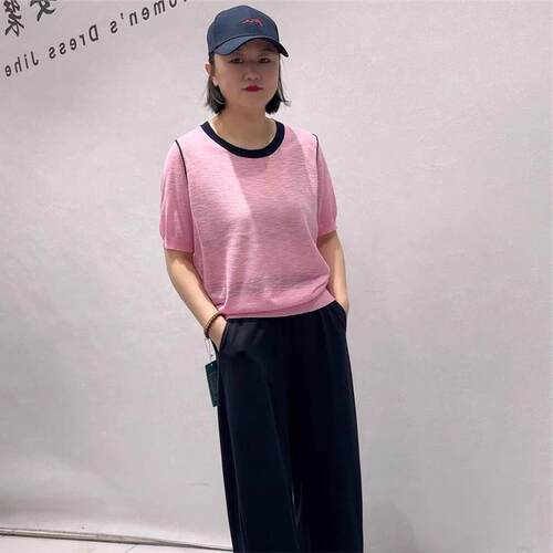 2026夏季蓝鲸之吻3252针织衫短袖加肥加大衫肥大时尚T恤胖mm打底 - 封面