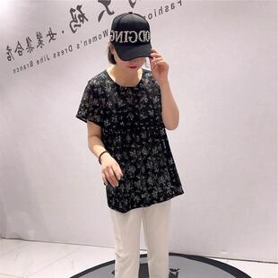 潮款 胖妹妹200斤A版 加肥短袖 女装 遮肉 加大码 天骄一生水26391夏季