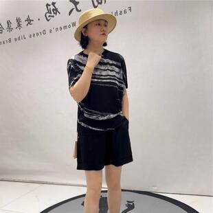 芮娜依莲夏装T恤褶皱衫短袖加大码女装胖妹妹显瘦气质衫9271