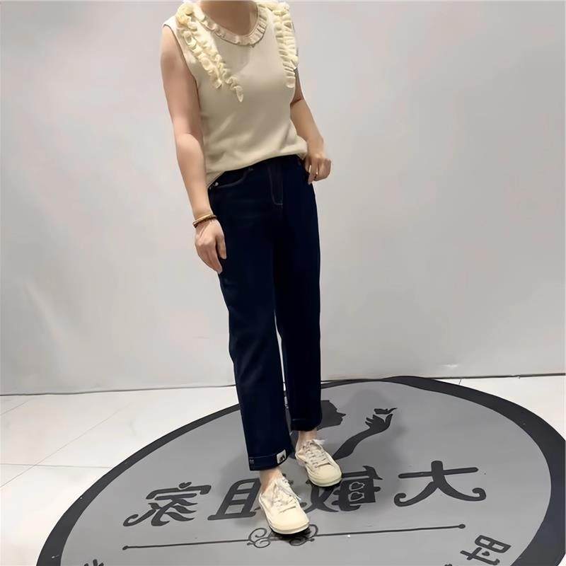 柏菲蒂时尚大码女装2026春装新款高腰胖mm松紧腰显瘦烟管裤8891