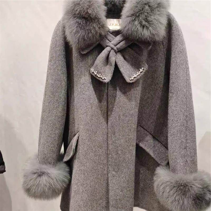 2026春装新款芮娜依莲拆卸毛领羊毛大衣加大码女装气质外套9341,女装/女士精品,大码内搭,淘宝优惠券,粉丝福利购,淘宝优惠卷