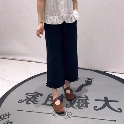 2026夏装裤女权贵族高腰时尚潮流胖mm裤3316木耳边200斤休闲裤