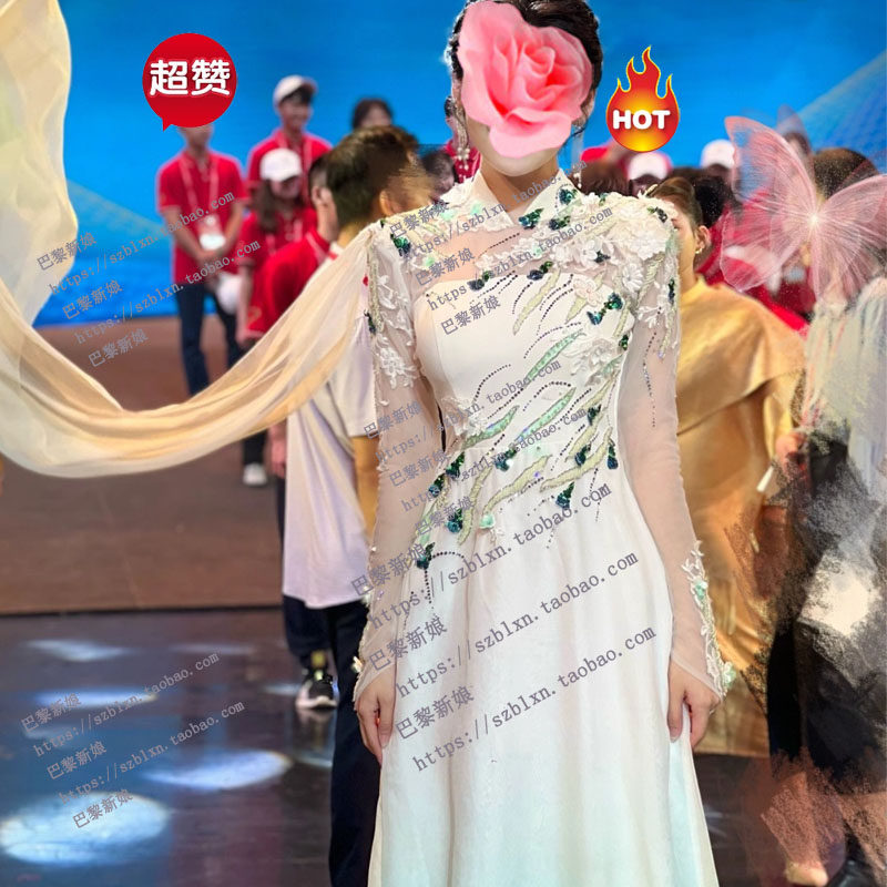 小摆随身长袖歌唱比赛音乐会礼服