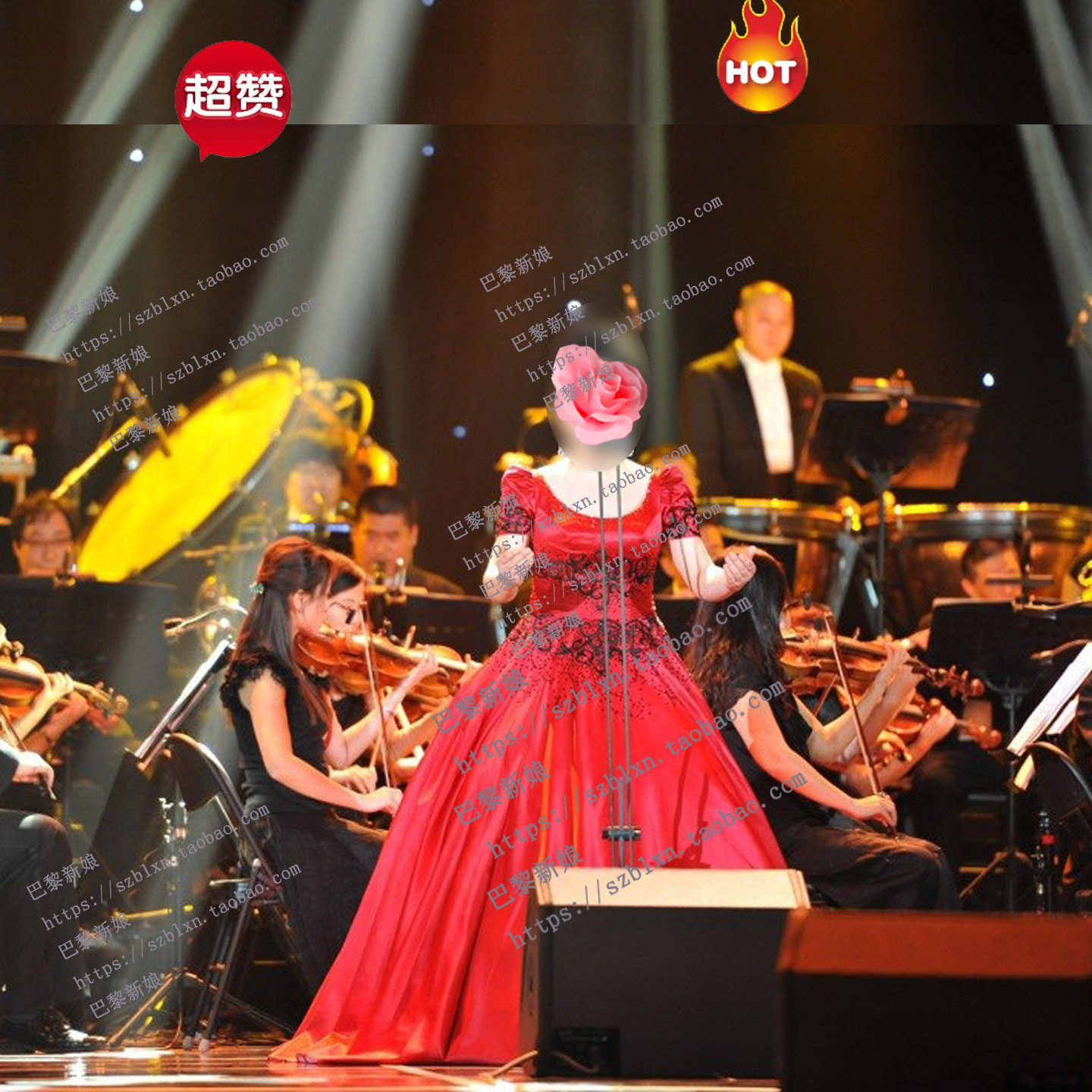 泡泡袖蓬蓬裙音乐会演出礼服