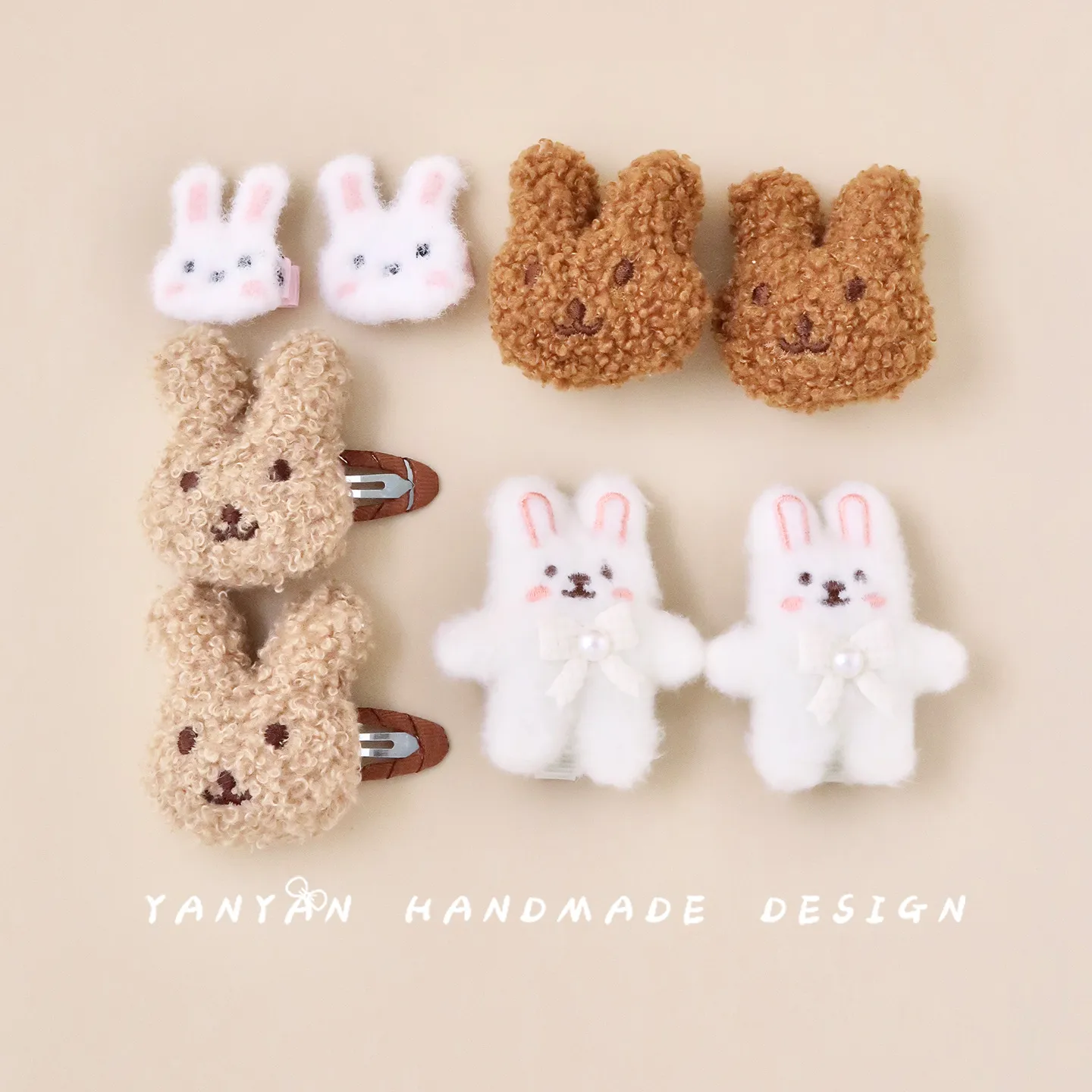 儿童毛绒绒刘海发夹女童可爱秋冬温暖心边夹头饰兔子发饰