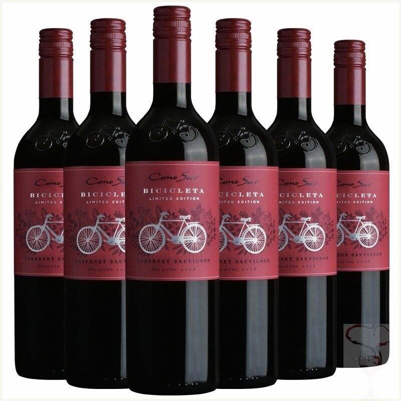 智利原瓶进口红酒柯诺苏ConoSur自行车赤霞珠干红葡萄酒750mlx6瓶