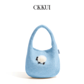 CKKUI 韩系小清新毛线编织包包2025冬季 多巴胺针织包手提包手拎包