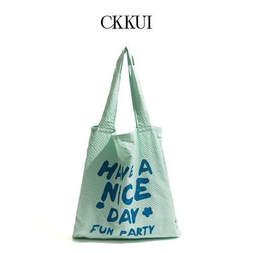 CKKUI韩系小清新字母撞色帆布包