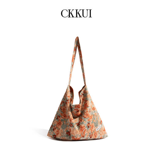 CKKUI文艺风小清新碎花帆布包包