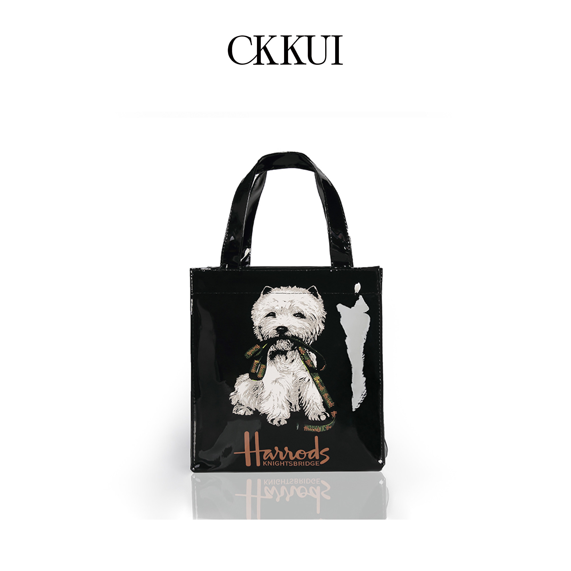 CKKUI可爱卡通西高地pvc包包防水通勤大容量欧美购物袋单肩托特包