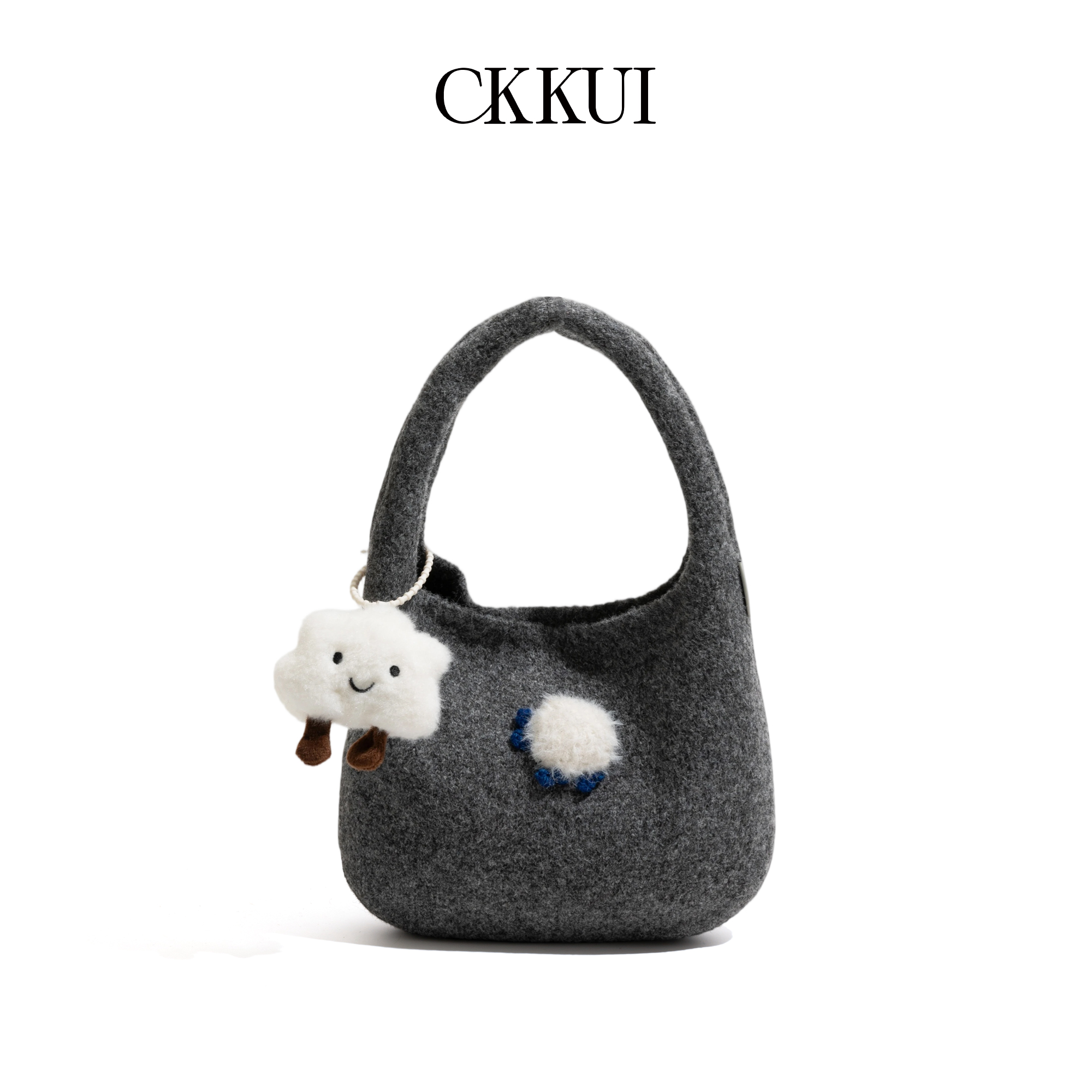CKKUI复古毛球编织包包2025秋冬