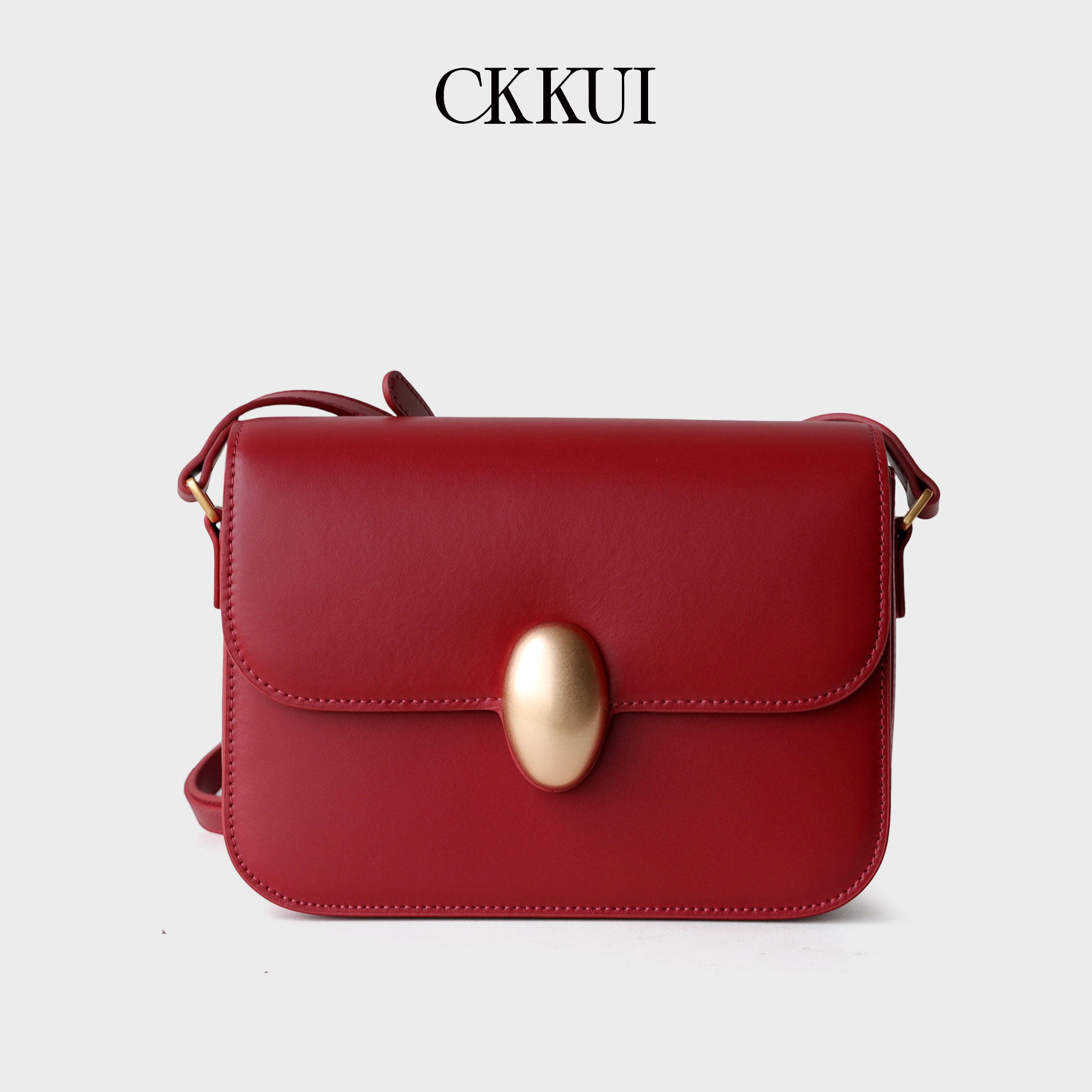 CKKUI 真皮红色小方包包女式2026新款复古百搭通勤质感单肩斜挎包,箱包皮具/热销女包/男包,腋下包,淘宝优惠券,粉丝福利购,淘宝优惠卷