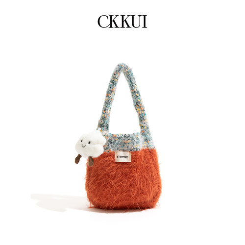CKKUI韩系多巴胺毛线编织包包