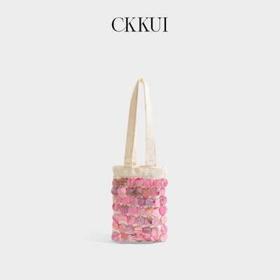 CKKUI森系多巴胺粉色亮片包包