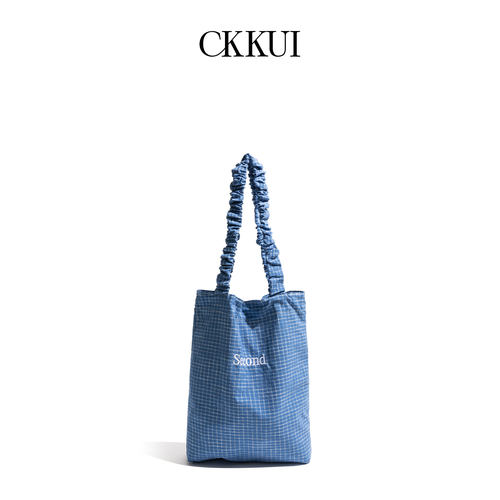 CKKUI韩系文艺风格子帆布包包