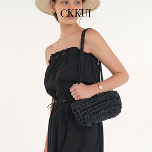 CKKUI 简约手工拉菲草编织包包2026新款腋下草编包慵懒手提单肩包