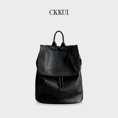 CKKUI极简头层牛皮双肩包包2026