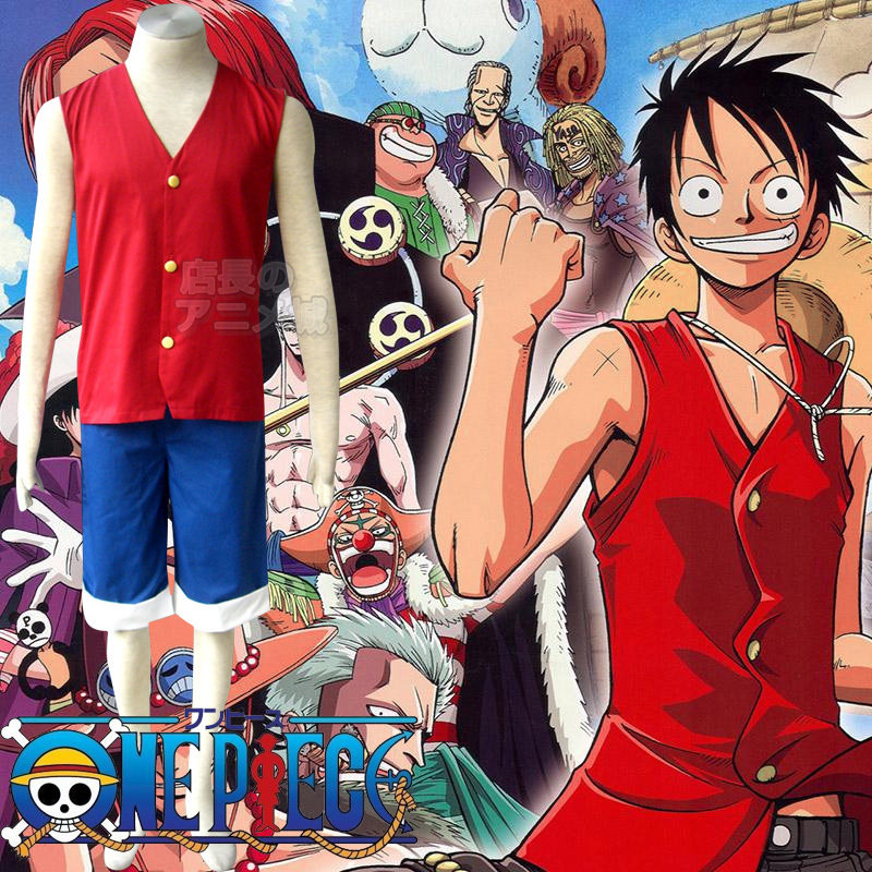 海贼王动漫COS衣服定做红色路飞装1代短袖COSPLAY服装男装制服