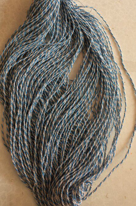 彩色粗银珠双色礼品手提袋绳子装饰绳DIY编织装饰双色拉绳2元/米