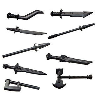 男孩积木玩具拼装兼容小颗粒人仔装备武器刀枪棍棒斧头长剑铠甲盾