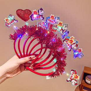 2026年新款儿童发箍带灯会发光女童新年头箍小女孩元旦马年头饰