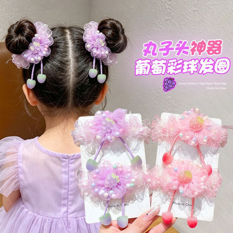 仙气蕾丝花朵发圈女童网纱水果发绳扎丸子头神器新款百搭公主发饰