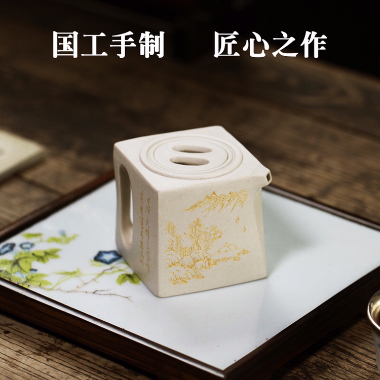精品原矿阳羡四方紫砂壶家藏老紫泥名家纯手工茶壶真玉白段国工