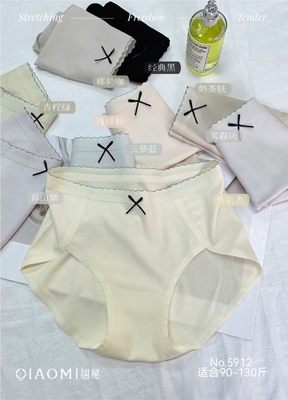 翘秘女士内裤莱尔纯棉裆裤头高开叉法式三角裤细条纹柔软舒适5912