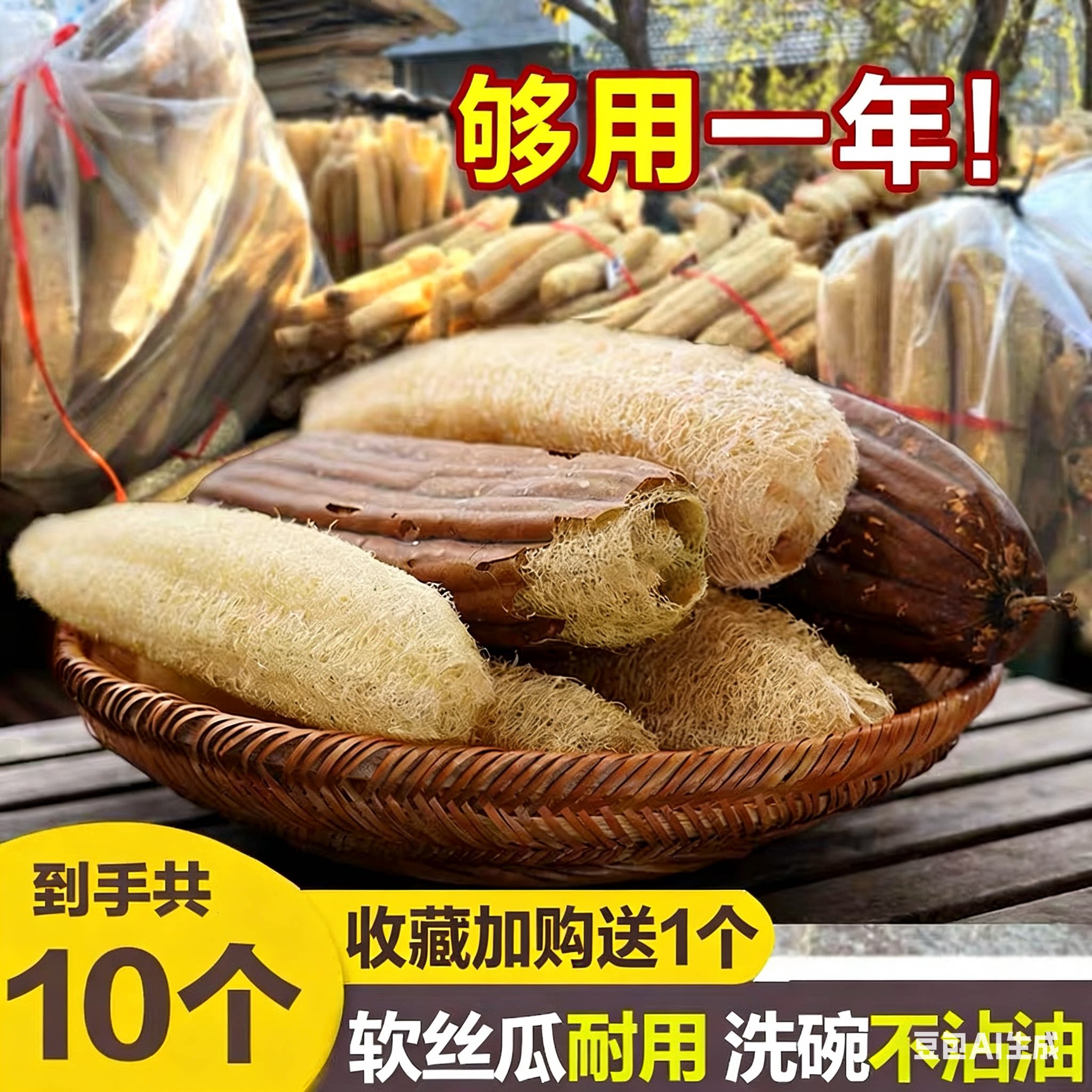 天然丝瓜络洗碗刷锅神器厨房百洁布魔力擦清洁老丝瓜瓤不沾油