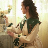 收腰森系风衣外套女秋冬新 原创宫廷复古翻领法式 花间裳 森林精灵