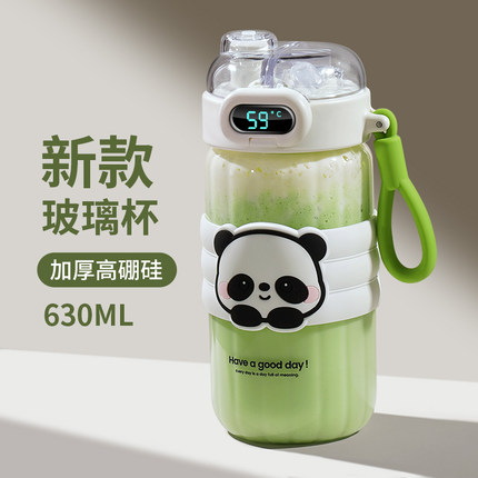 玻璃杯女生2025新款高颜值吸管喝水杯便携咖啡杯子耐高温可爱夏日