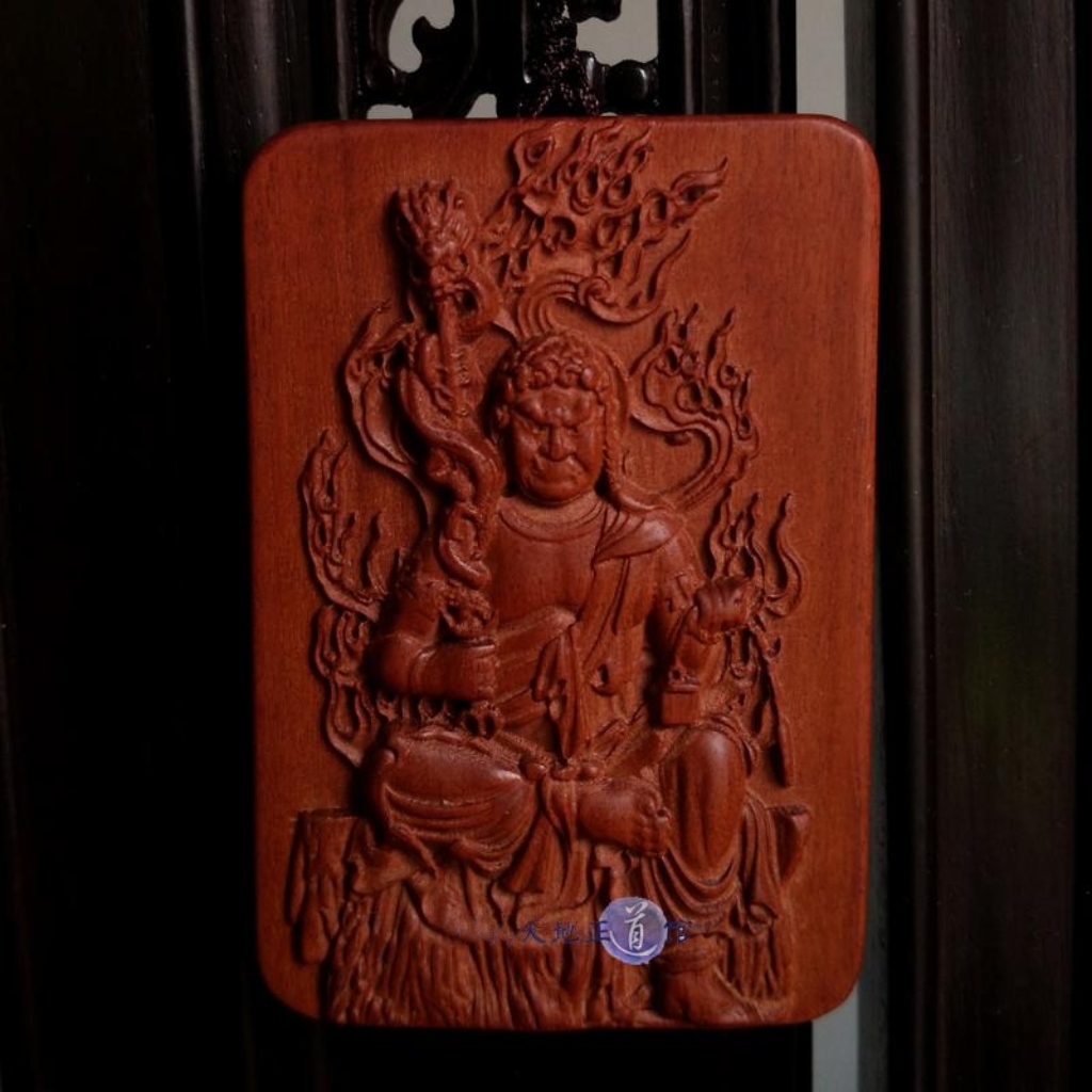 雷击枣木不动明王46牌平安牌男女挂件手把件项链车挂六字真言朱砂