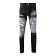 jeans pants torn AMR MX12高街破洞补丁牛仔裤 子