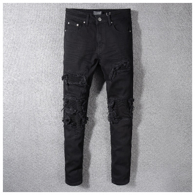 AMR jeans AMR pants torn jeans MX1高街破洞补丁牛仔裤子