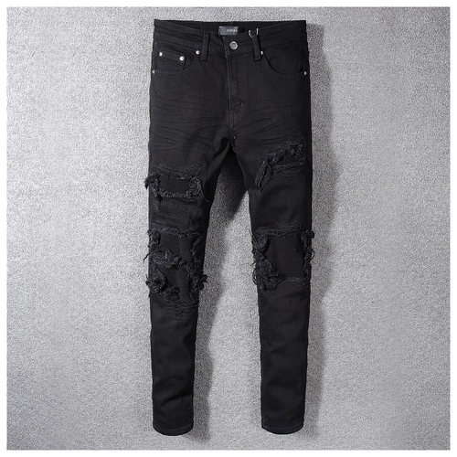 AMR jeans AMR pants torn jeans MX1高街破洞补丁牛仔裤子