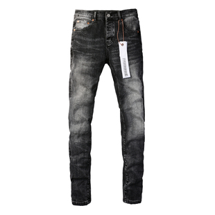 高街破洞黑色牛仔裤 PUR 子 jeans美式 torn jeans pants