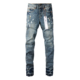 高街破洞蓝色牛仔裤 PUR 子 torn jeans美式 jeans pants