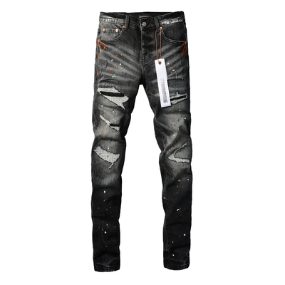 PUR jeans  pants torn jeans美式高街破洞泼墨牛仔裤子